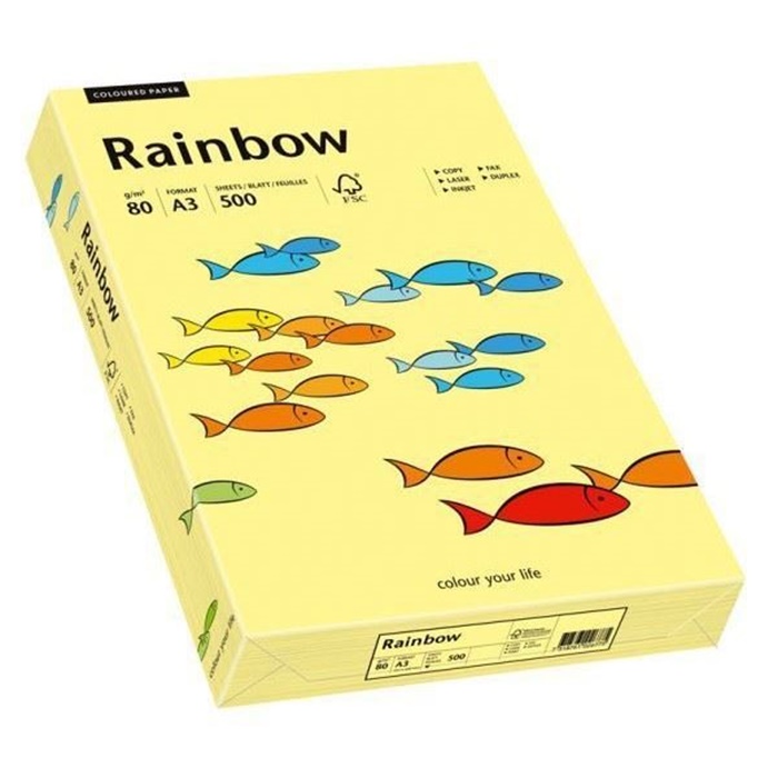 PAPIR A3 RAINBOW COLOR 80G PASTELNO RUMEN