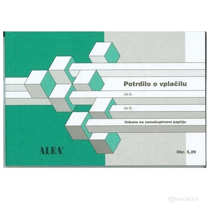 POTRDILO O VPLAČILU A6 ALEA OBRAZEC 5,29 SAMOKOMPIRNI