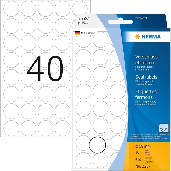 ETIKETE VARIO OKROGLE 19MM PROZORNE 640/1