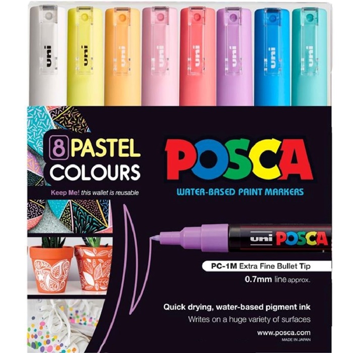 MARKER POSCA PC-1M PASTEL 8 BARV