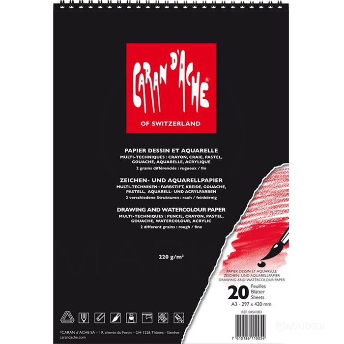 RISALNI LISTI A3 CARAN D'ACHE ZA RISANJE IN SLIKANJE 220G 20L