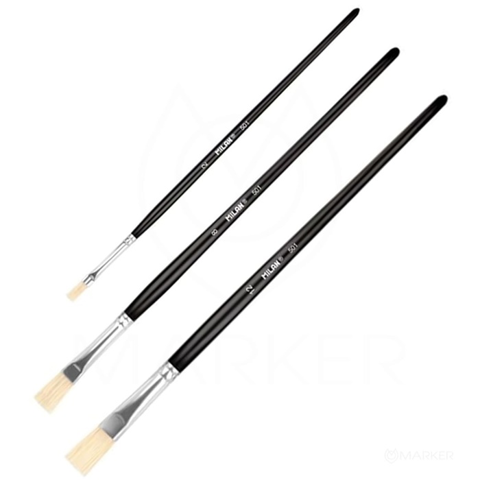 SET PLOŠČATIH ČOPIČEV,SERIJA 501 N°2, 8, 12, BLISTER, NARAVNE ŠČETINE