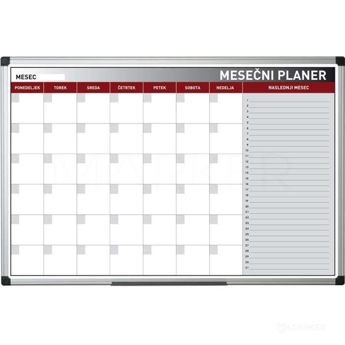 TABLA MESEČNI PLANER MAGNETNA 90x60