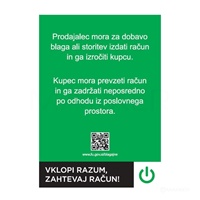 DAVČNA NALEPKA ZAHTEVAJ RAČUN A5 OBRAZEC 5,26