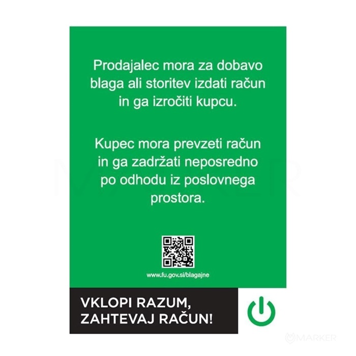 DAVČNA NALEPKA ZAHTEVAJ RAČUN A5 OBRAZEC 5,26