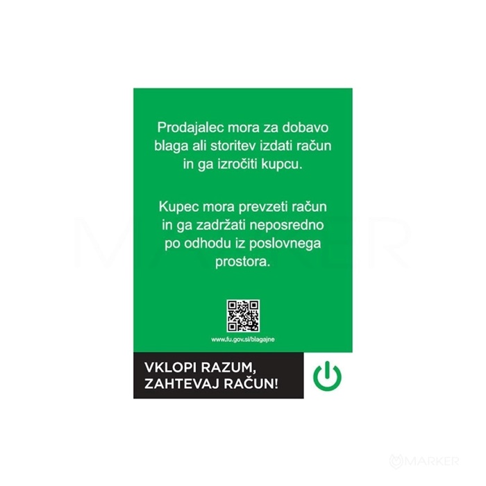 DAVČNA NALEPKA ZAHTEVAJ RAČUN A7 OBRAZEC 5,26