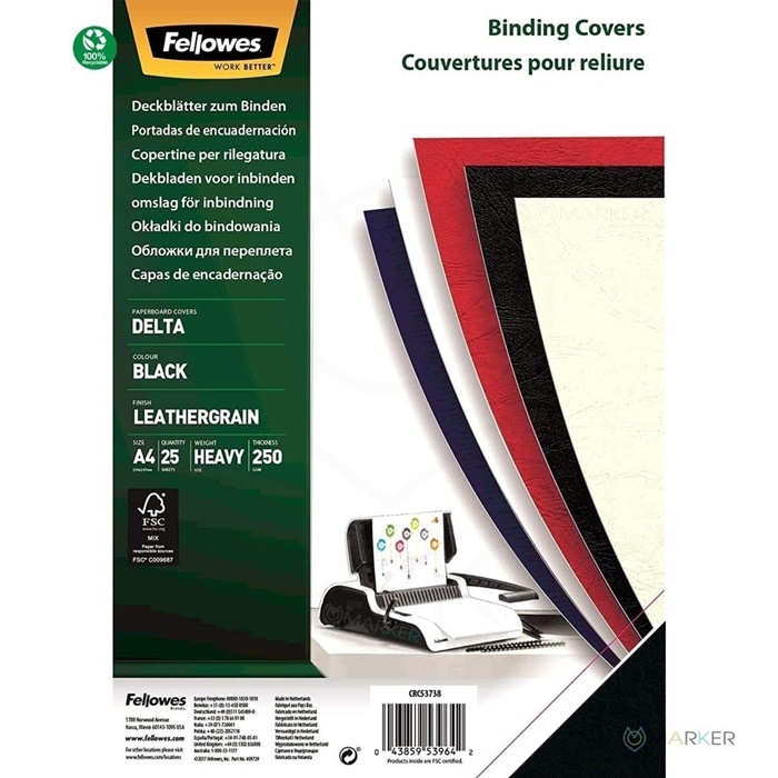 PLATNICE A4 ZA VEZAVO FELLOWES DELTA 250G 100/1 ČRNE
