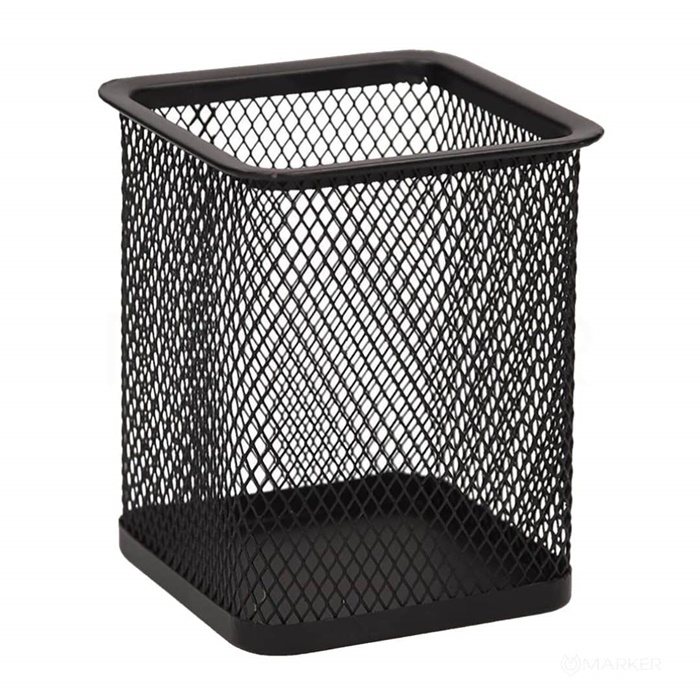 KOVINSKI LONČEK ZA PISALA 80x80x100 ČRN