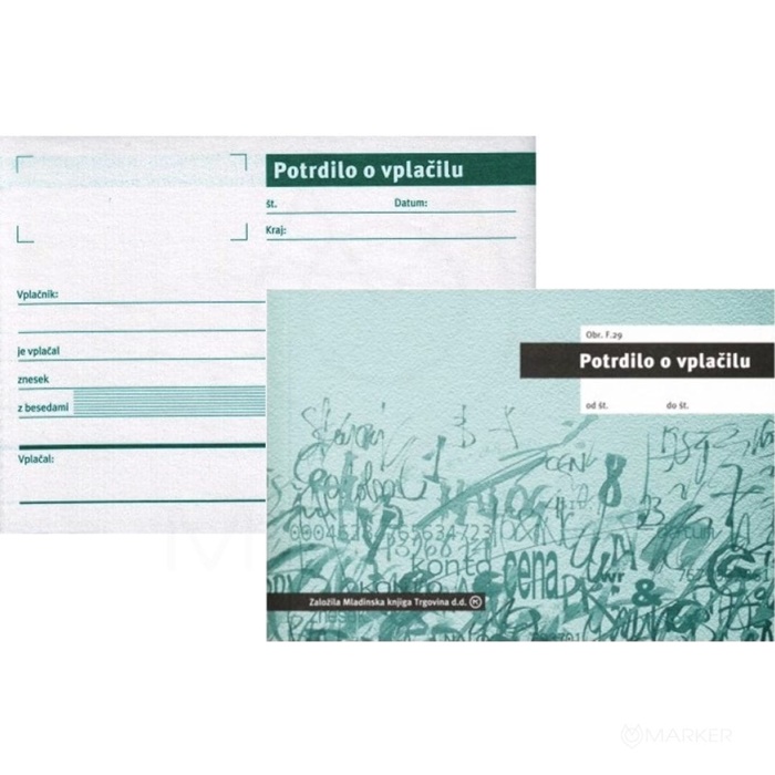 POTRDILO O VPLAČILU A6 OBRAZEC TIS-F.29 SAMOKOPIRNI