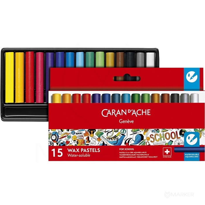 VOŠČENI PASTELI CARAN D'ACHE SCHOOL LINE AKVAREL 15 BARV