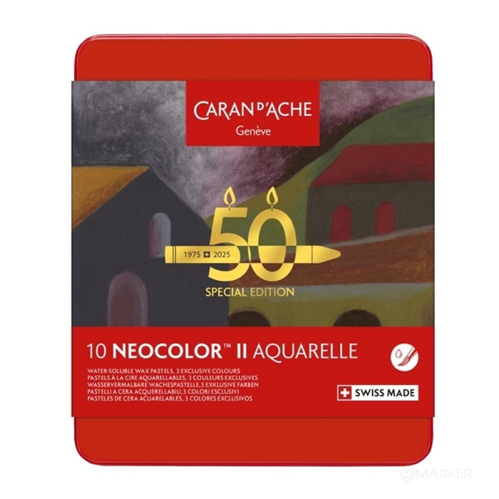 CARAN D'ACHE NEOCOLOR II AQUARELLE DARK PASTELS SET 10 - 50 Years Special Edition