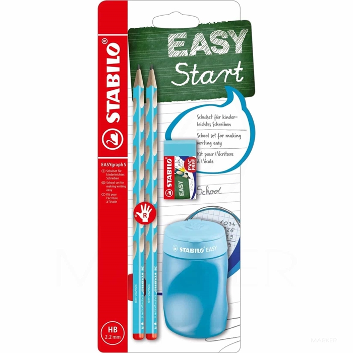 ŠOLSKI SET STABILO EASYGRAPH START SET 4 ZA DESNIČARJE SVETLO MODER