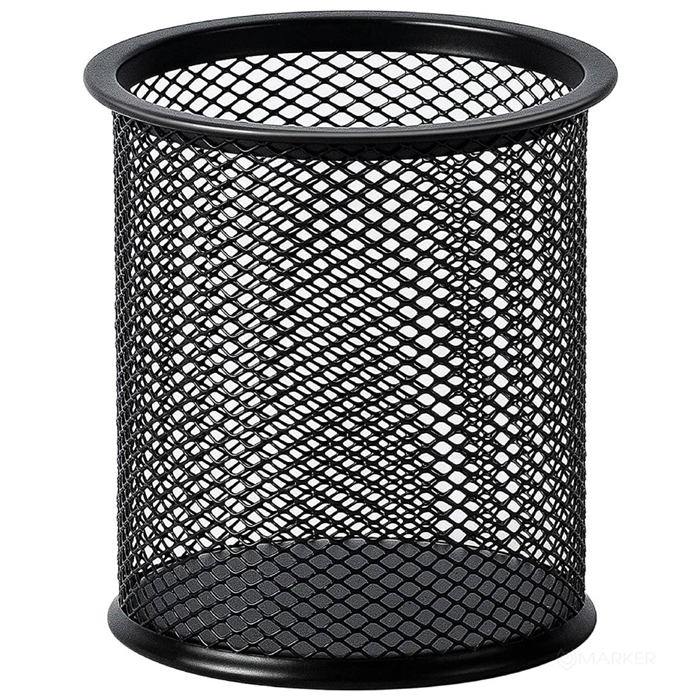 ČRN OKROGEL KOVINSKI LONČEK ZA PISALA