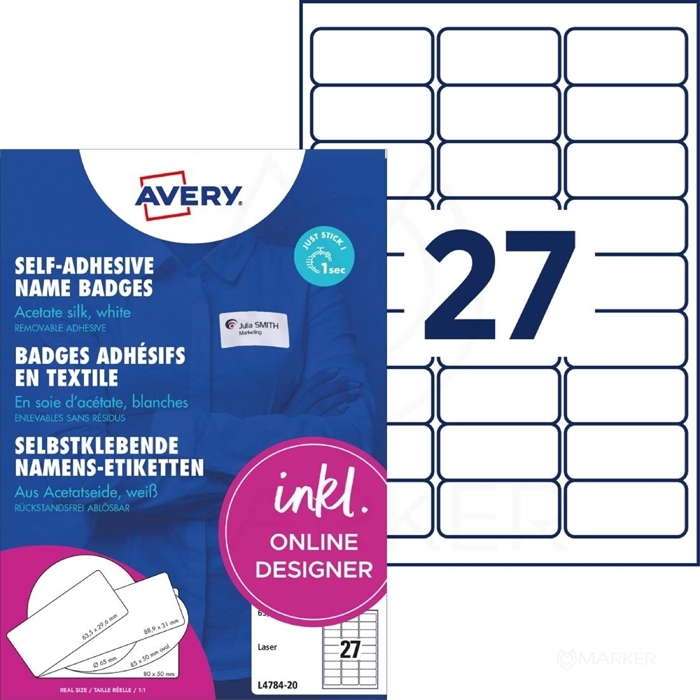 ETIKETE AVERY ZWECKFORM L4784-20 ZA VPIS IMEN 62,5x29,6 MM