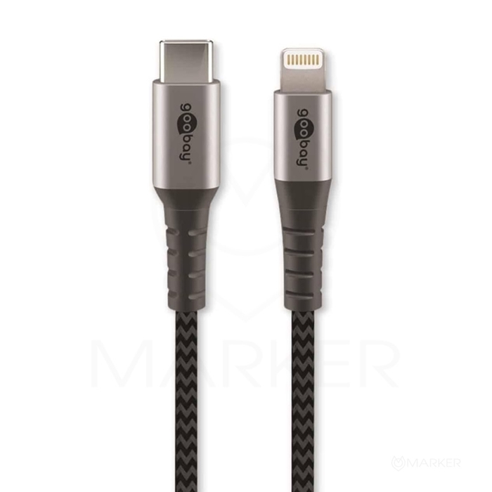 KABEL NAPAJALNI USB-C NA LIGHTNING GOOBAY APPLE 1M 60W PLETEN SIV
