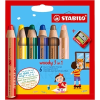 BARVICE STABILO WOODY 880 SET 6 BARV 3v1 + ŠILČEK