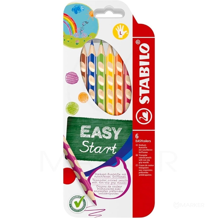 ERGONOMSKE TRIKOTNE BARVICE Z UTORI STABILO EASY COLORS ERGO ZA LEVIČARJE 6 BARV