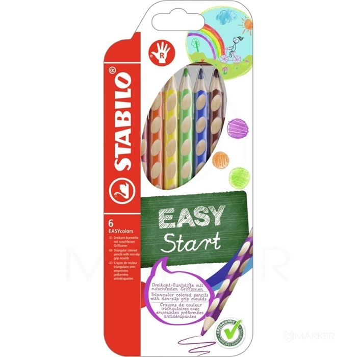 ERGONOMSKE TRIKOTNE BARVICE Z UTORI STABILO EASY COLORS ERGO ZA DESNIČARJE 6 BARV
