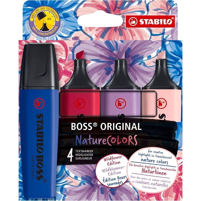 FLOMASTRI STABILO BOSS ORIGINAL NATURE COLORS WILDFLOWER SET 4 BARVE