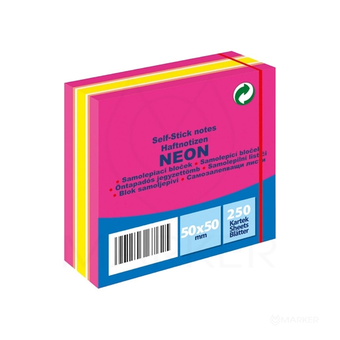 SAMOLEPILNI LISTIČI 50x50 KOCKA NEON PASTEL MULTICOLOR ROZA 250L