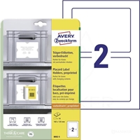 NALEPKE AVERY ZWECKFORM 8001-20 BELE PODLAGE ZA NALEPKE 120X80 80/1