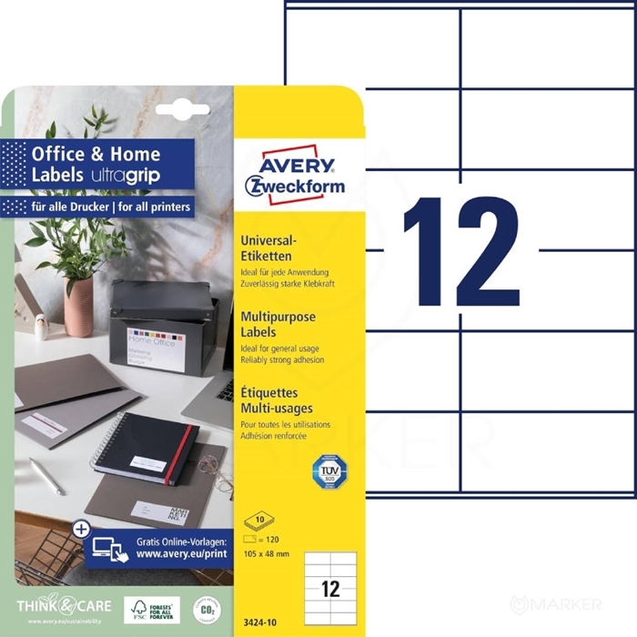 NALEPKE AVERY ZWECKFORM 3424-10 UNIVERZALNE ZA PISMA 120/1