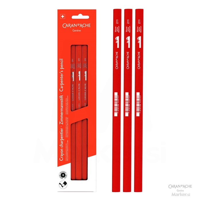 OVALNI TRADICIONALNI MIZARSKI SVINČNIK CARAN D'ACHE CHARPENTER 211 MEDIUM 3/1