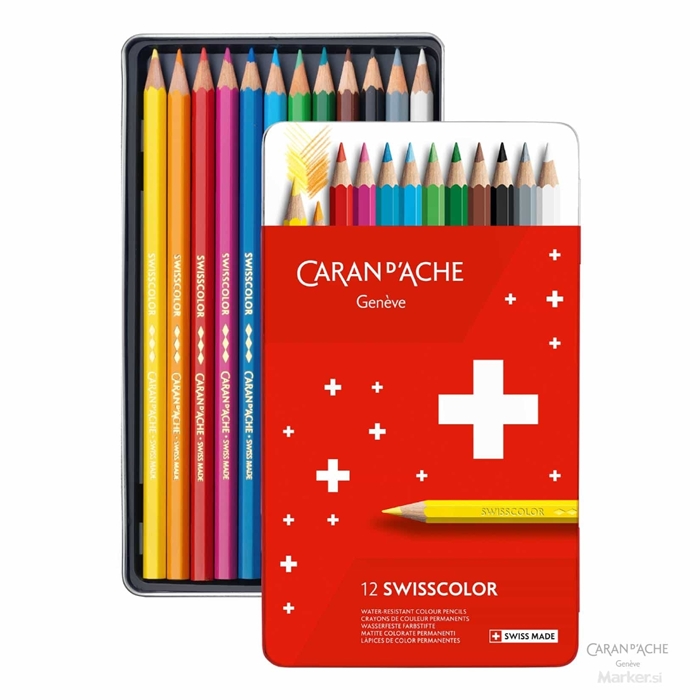 BARVICE CARAN D'ACHE SWISSCOLOR SCHOOL LINE AKAVREL 12 BARV V KOVINSKI EMBALAŽI