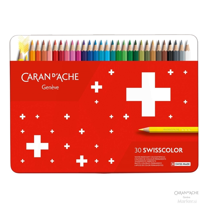 BARVICE CARAN D'ACHE SWISSCOLOR SCHOOL LINE AKAVREL 30 BARV V KOVINSKI EMBALAŽI
