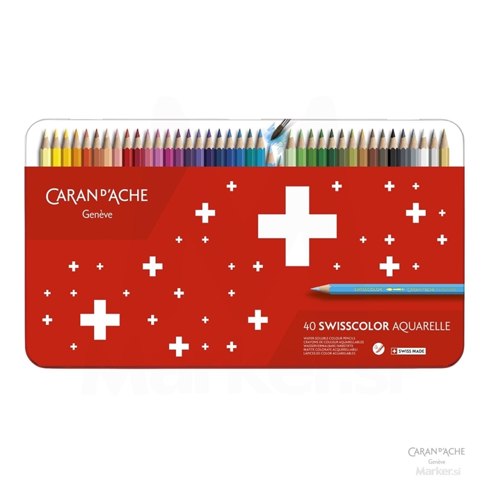 BARVICE CARAN D'ACHE SWISSCOLOR SCHOOL LINE AKAVREL 40 BARV V KOVINSKI EMBALAŽI