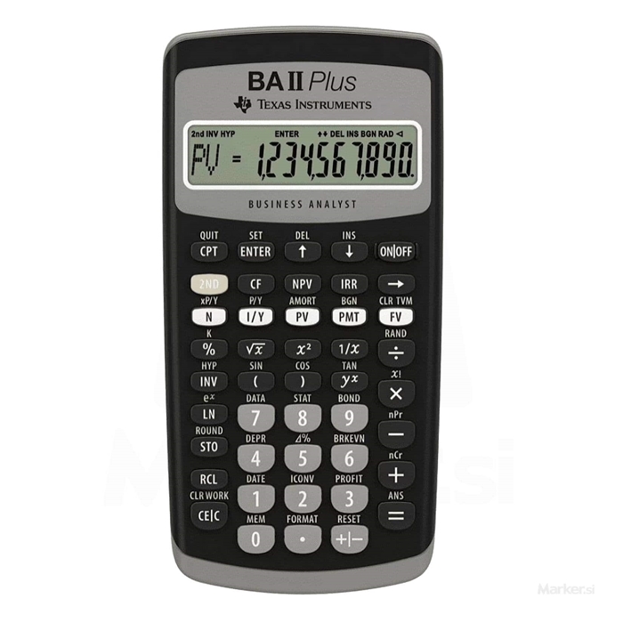 NAPREDNI KALKULATOR TEHNIČNI TEXAS INSTRUMENTS BA II PLUS (FINANČNI)
